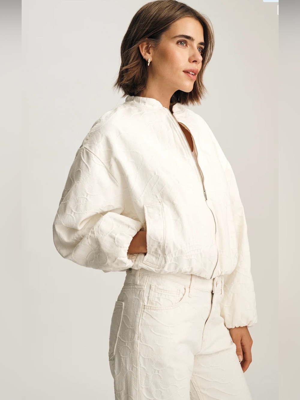 Mavi , Nicole Cream swirl Zip-Front Jacket XS